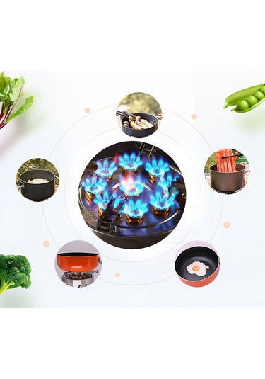 Mufunye Taşra Kamp Ocağı 9 Bakır Alev Girişi 12800w Yüksek Güçlü, Çekirdekli Tasarım, 1m Metal Hortumlu, Dış Mekan İçin Dayanıklı Paslanmaz Çelik Gri