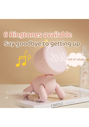 Dofolink Beyaz Unicorn Masa Saati Öğrenci İçin - 3 Alarm, Geri Sayım, Uyku Tuşu, 6 Zil Seçeneği, Işıklı Fonksiyon, Pilli Abs+pc