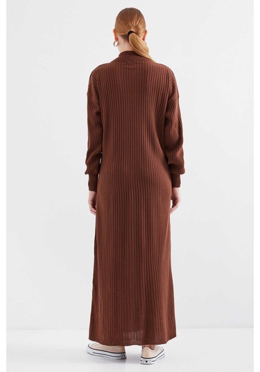 Gabria Fitilli Triko Elbise Kahverengi