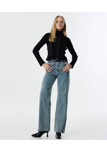 Twist Agraf Kapama Siyah Kadın Kazak Tw6250050159 Siyah