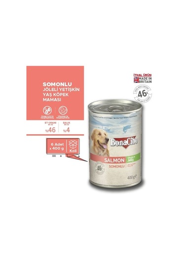 Bonacibo Somonlu Konserve Yetişkin Köpek Maması 6 x 400 G