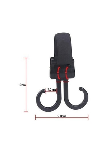 Buffer 2li Bebek Arabasına Uyumlu Cırtlı Eşya Taşıma Aparatı 360 Derece Dönebilen Plastik Kanca Diğer