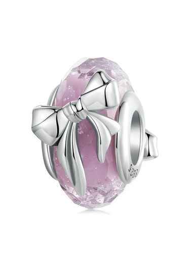 S925 Ayar Gümüş Pembe Yay Cam Boncuk Dıy Boncuk Bsc1057 Çok Renkli