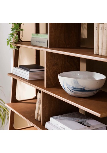 Woodesk Poyraz, Ahşap Kitaplık Ve Raf Ünitesi, 190x120, Tik Renk