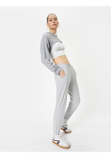 Koton Jogger Eşofman Altı Cepli Rahat Kalıp Gri 5wal40011ık Gri