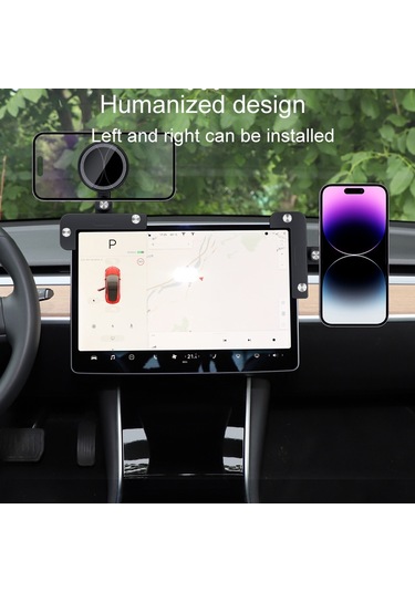 Tesla Model 3 / Y Araba Manyetik Telefon Tutucu Dönebilen Araç Navigasyon Dağı, Stil: Yuvarlak