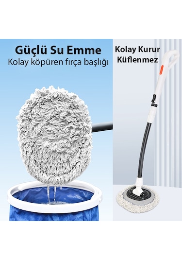 Ally Ls-443 Teleskopik Mikrofiber Araba Yıkama Fırçası Uzun Saplı Fırçası Oto Mopu