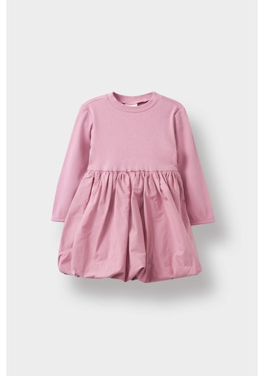 Defacto Kız Bebek Uzun Kollu Fitilli Kaşkorse Balon Etekli Elbise F4567a525aubr82 Bordo