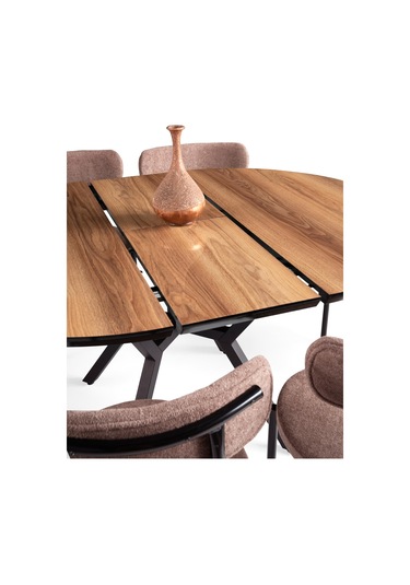 Roza Alfa Yuvarlak Highgloss Mutfak Masa Sandalye Takımı 120cm