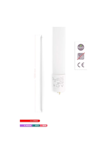 ACK 18W LED Tüp Floresan Ampul Kırmızı G13