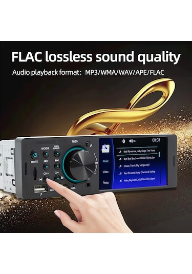 4.1 İnç Tek Din Araba Stereo Bt Mp5 Çalar Fm Radyo Alıcısı Desteği Tf/u-disk Oynatma Usb Şarj Eller Serbest Arama Ters Görüntü Ve Direksiyon Kontrolü