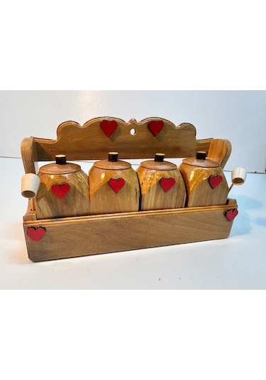 Ceren Wooden Doğal Ahşap Set Baharatlık