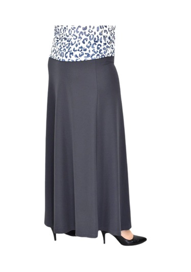 Kadın Uzun Lastikli Kloş Etek Bgl-st04728 Füme