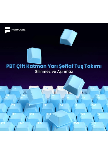 Furycube F75 Pro Alüminyum Mekanik Klavye - Rgb, Hotswap, Kablosuz, Mac/windows Uyumlu, Mavi