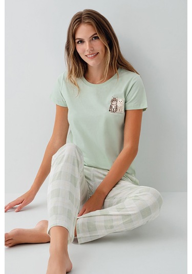 Rolypoly Kadın Yeşil Pijama Takım Rp3808-s-v2 Yeşil