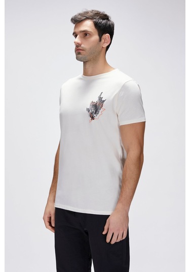 Gerald Beyaz Erkek Baskılı Tişört Beyaz