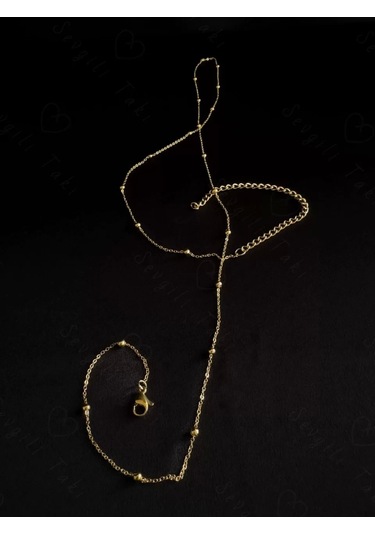 60cm Gold Zincirli Çelik Bel Takısı Harmony Serisi Gold