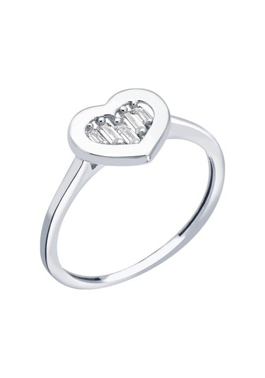 Diamond Line - Gülaylar - Beyaz Altın 8 Ayar Kalp Yüzük (529886406)