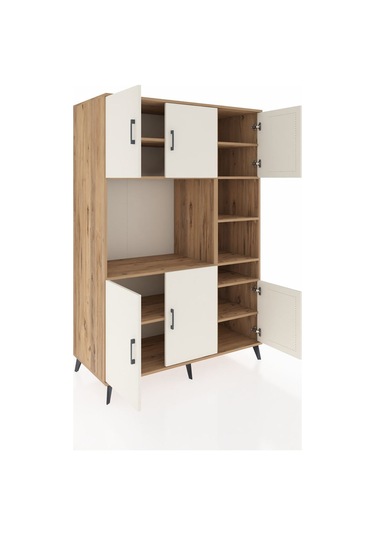 Kronos Dolap 10 Raflı 6 Kapaklı 132x59x195 Çam-aytaşı/çam Çam