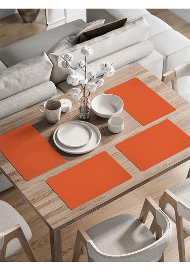Joyarty Klasik Bez Desenli Servis Takımı Yerleri 30x46 Cm 135666096 Turuncu