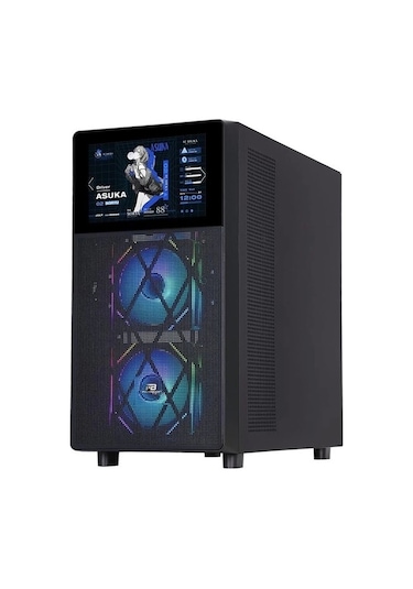 Powerboost PB-P4367BB 3 RGB Fanlı LCD Ekranlı Mid-Tower Oyuncu Bilgisayar Kasası