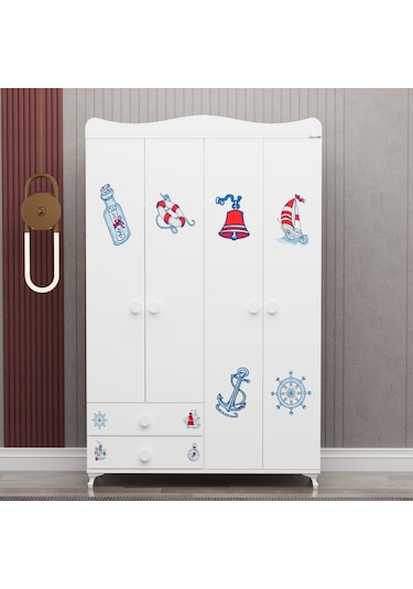 Garaj Home Yıldız 4 Kapaklı 2 Çekmeceli Dolap - Denizci