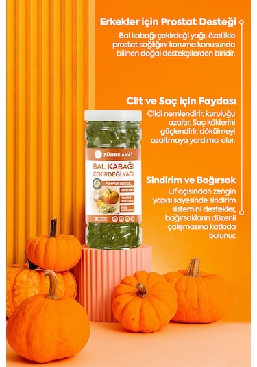 Bal Kabağı Çekirdeği Yağı Softjel 90 Kapsül 1300 Mg