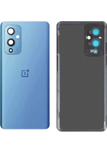 Senalstore Oneplus 9 Arka Pil Batarya Kapağı Cam Kamera Lensli Le2110/le115-mavi