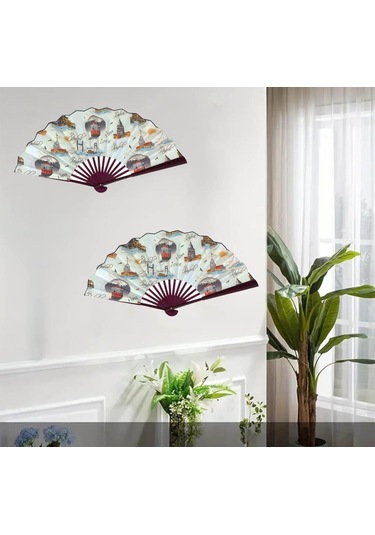 Yelpaze Yelpaze Büyük Boy Ahşap Gövde Kraft Kağıt Hediyelik Dekoratif İstanbul Yelpaze