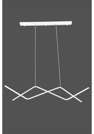 Utku Modern Tasarım Beyaz Renk Yemek Masası Üstü - Mutfak - Salon Beyaz Led 2 Li Avize Beyaz