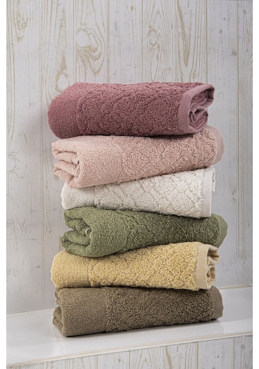 Akasya 6 Adet Desenli Havlu Havlu & Havlu Seti El Yüz Havlusu Çeyiz Havlusu Banyo Havlusu Çok Renkli