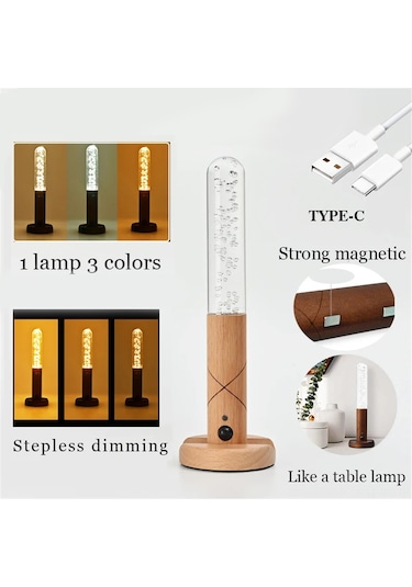 Reedark Ahşap Usb Şarjlı Hareket Sensörlü Led Lamba - 3 Renkli 3000-6000k - Dolap/entrance Gece Aydını - 2 Adet Açık Kahverengi Açık Kahverengi