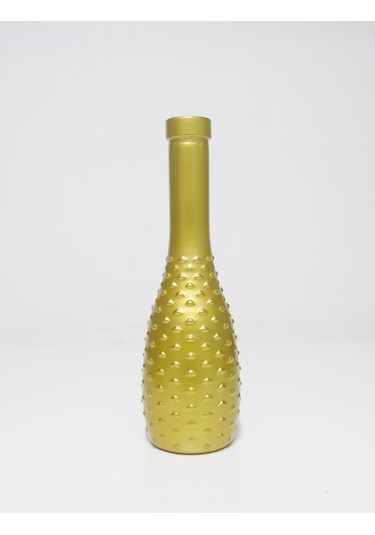 Missi Gold İnce Kabartmalı Cam Vazo 26 Cm