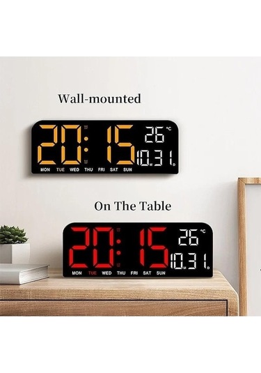 Novahub Trendooze Yeşil 9 Dijital Duvar Saati, Sıcaklık-tarih-hafta, Zamanlama-geri Sayım, Işığa Duyarlı, 2 Alarm, 12/24h, Led Çalar Saat Ct Mavi, 2 Alarm Yeşil