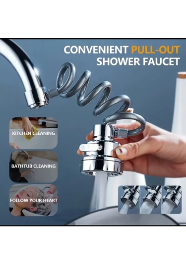 Asl223 Yaylı Uzayan 3 Fonksiyon Krom Musluk Ve Batarya Borusu