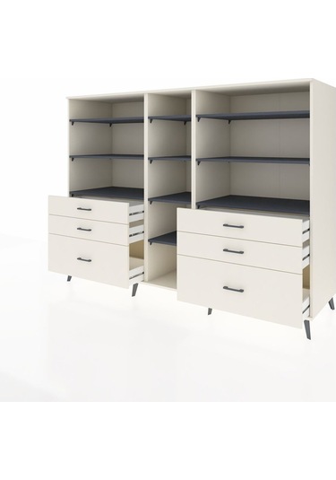 Kronos Dolap 10 Raflı 6 Çekmeceli 220x59x163 Aytaşı-antrasit/ayt Aytaşı-antrasit/aytaşı