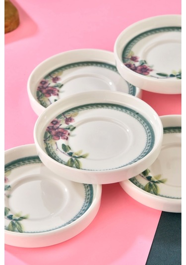 Cooker 6'lı Lyon Porselen Çay Tabağı Beyaz