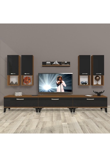 Decoraktiv Eko 8da Mdf Silver Tv Ünitesi Tv Sehpası Ceviz - Siyah