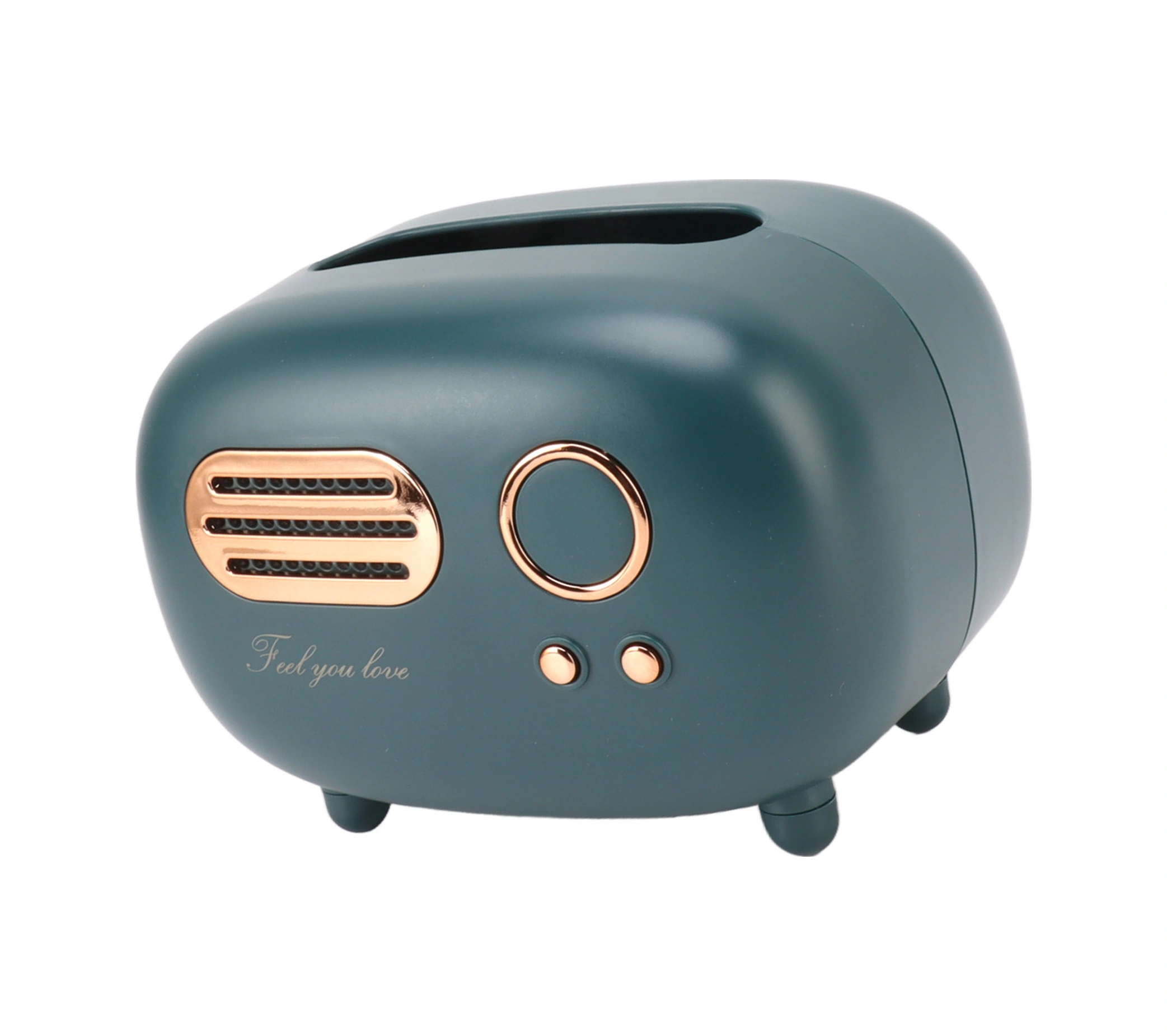 Kosona Klasik Radyo Desenli Plastik Mutfak Banyo Odası Dekoratif Multifonksiyonel Havlu Kutusu Kırmızı