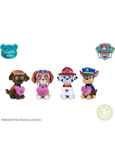 Paw Patrol Figür Peluş Oyuncak Love Serisi - Chase - 20 Cm