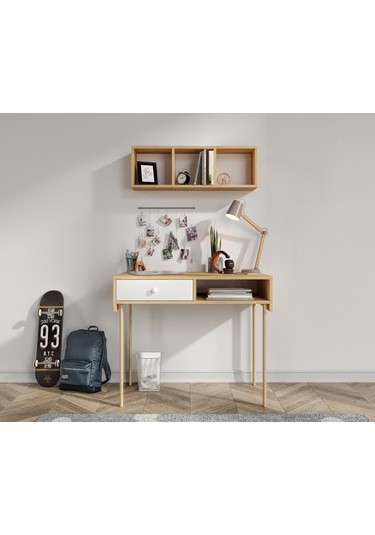 Major Bambu Çalışma Masası Ve Üst Modül Bambu - Beyaz