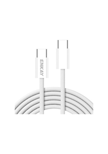 Enkay Cb174 Candy Color 60w Usb-c / Type-c'den Type-c'e Şarj Veri Kablosu, Uzunluk: 2m Beyaz
