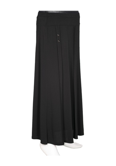 Hesna Kadın Pelin Krep Kumaş Süs Düğmeli Astarlı Lastikli Siyah Etek Siyah