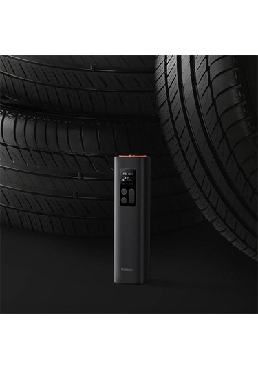 Didadodo Baseus Mini Dijital Lastik Şişirme Pompası, Siyah Led Işıklı, Hızlı Şarj