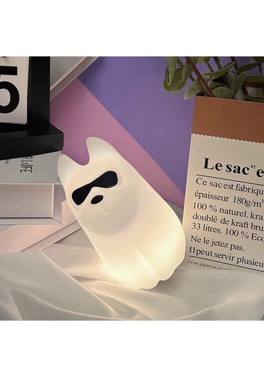 Xiyyadms Köpek Şekilli Silikon Gece Lambası: 2600k Isı Beyazı + 7 Renkli Rgb, Beyaz Gürültü Uyku Aleti, 15/30/60 Dakika Zamanlayıcı Kapatma Fonksiyonu Beyaz