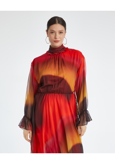 Kadın Midi Elbise - Modern Tasarım - Günlük Ve Özel Gün İçin Elbise Koral