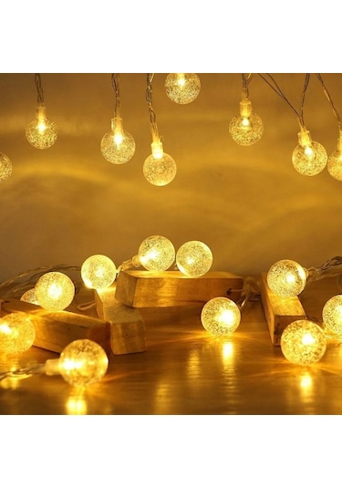 Crystal Warm Led Light Ball Gün Işığı Kristal Top Led Işık Yılbaşı Ağacı Işığı Sarı Noel Işığı 220 V Gün Işığı