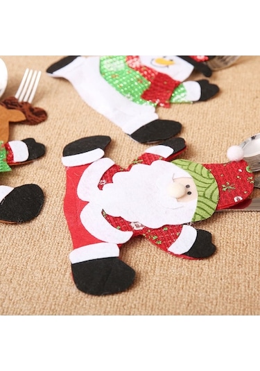 Pazly Noel Çatal Bıçak Tutucu, Santa Desenli Kılıf, Ev Ve Restoran Dekorasyonu Diğer