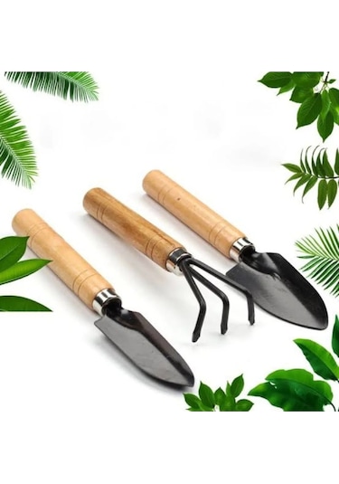 3 Parça Bitki Hobi Seti - Bahçe Saksı Sukulent Bakım Çapa-tırmık