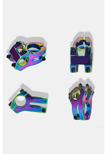 Bisiklet Kısa Gidon Boğazı Wake Alüminyum Rainbow Rengarenk Yedek Parça 31,8mm Açık Gri